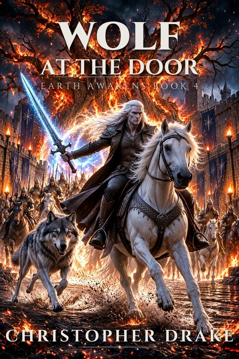 Cover of Wolf at the Door, Earth Awakens Book 4 by Christopher Drake